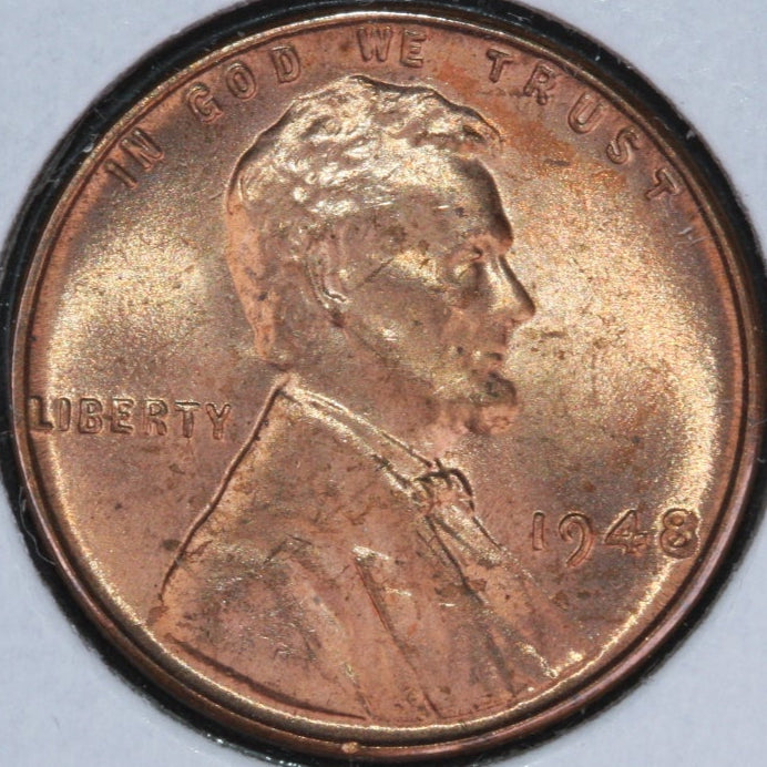 1948 Lincoln Wheat Small Cent, Mint State Uncirculated Coin, Store #CT0513
