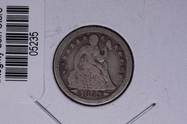 1853 Seated Liberty Silver Dime, with Arrows.  Store #05235