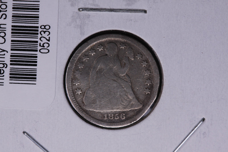 1856 Seated Liberty Silver Dime, Damaged.  Store