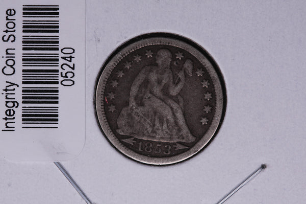 1853 Seated Liberty Silver Dime, With Arrows.  Store #05240