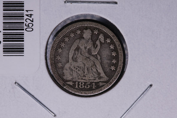 1854 Seated Liberty Silver Dime, Average Circulated Coin.  Store #05241