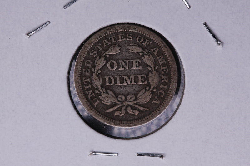 1854 Seated Liberty Silver Dime, Average Circulated Coin.  Store