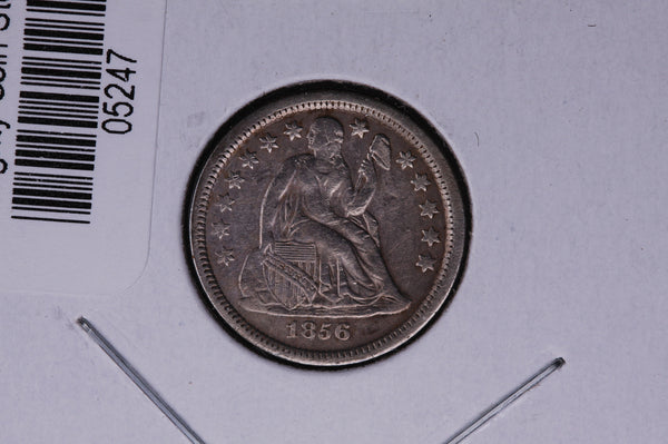1856 Seated Liberty Silver Dime, Small Date, Re-Punched Date.  Store #05247