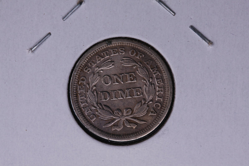 1856 Seated Liberty Silver Dime, Small Date, Re-Punched Date.  Store