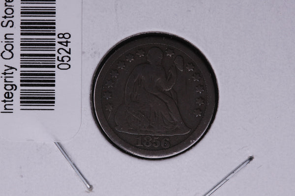1856 Seated Liberty Silver Dime, Large Date, Die-3.  Store #05248