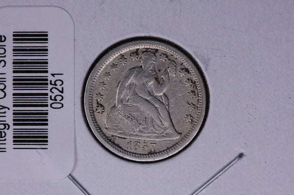 1857 Seated Liberty Silver Dime, Average Circulated Coin.  Store #05251