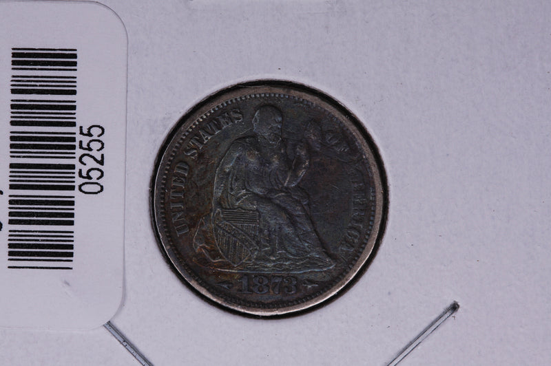 1873 Seated Liberty Silver Dime, Average Circulated Coin.  Store