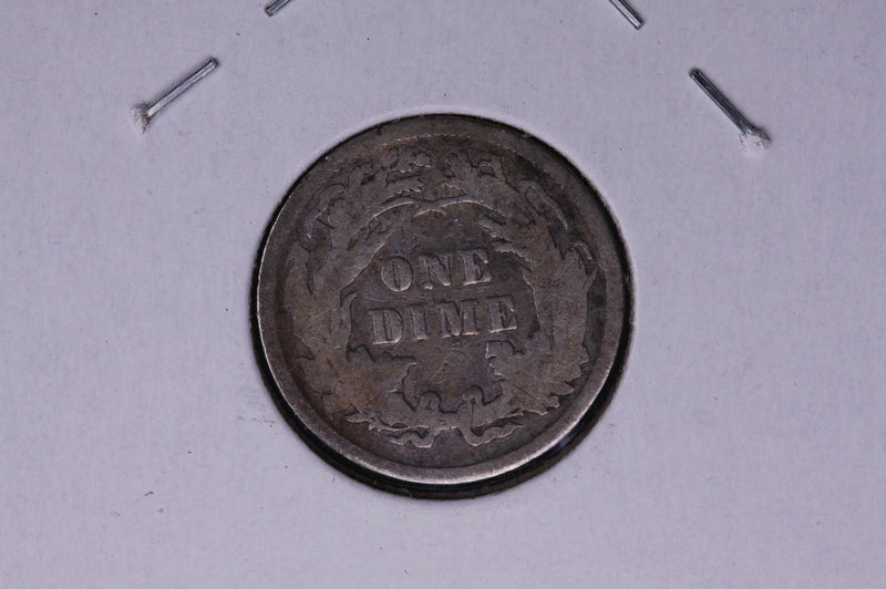 1877 Seated Liberty Silver Dime, Average Circulated Coin.  Store