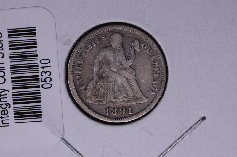 1891-O Seated Liberty Silver Dime, Average Circulated Coin.  Store