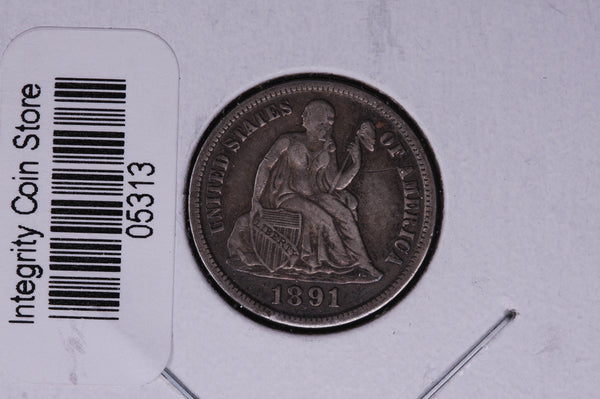 1891-S Seated Liberty Silver Dime, Small S.  Store #05313
