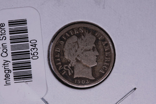 1903 Barber Silver Dime, Average Circulated Coin.  Store #05340