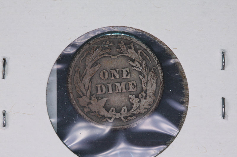 1907 Barber Silver Dime, Average Circulated Coin.  Store