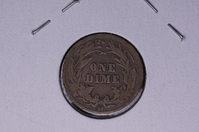 1908-D Barber Silver Dime, Average Circulated Coin.  Store