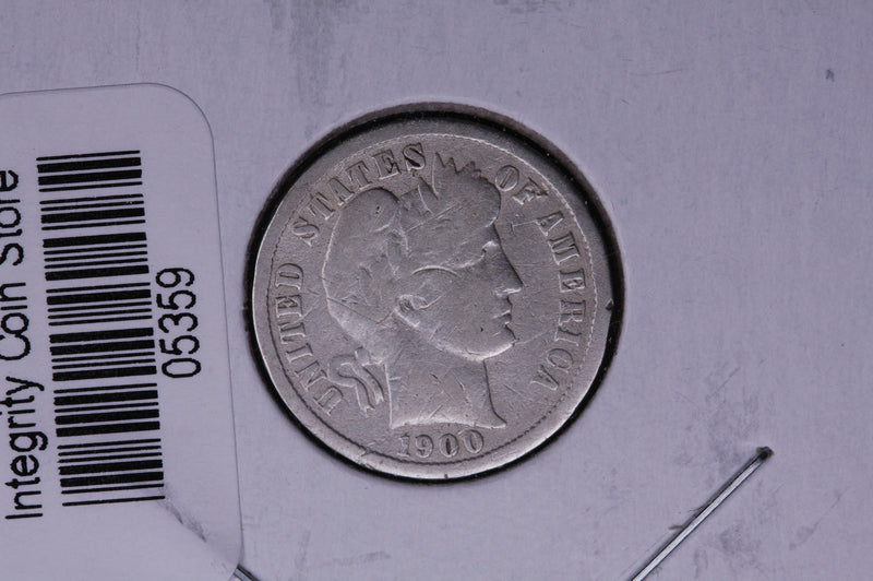1909 Barber Silver Dime, Average Circulated Coin.  Store