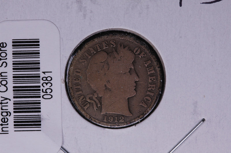 1912-D Barber Silver Dime, Average Circulated Coin.  Store