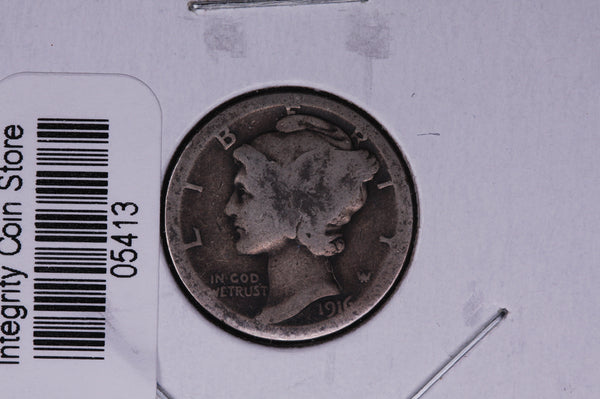 1916-S Mercury Silver Dime, Average Circulated Coin.  Store #05413