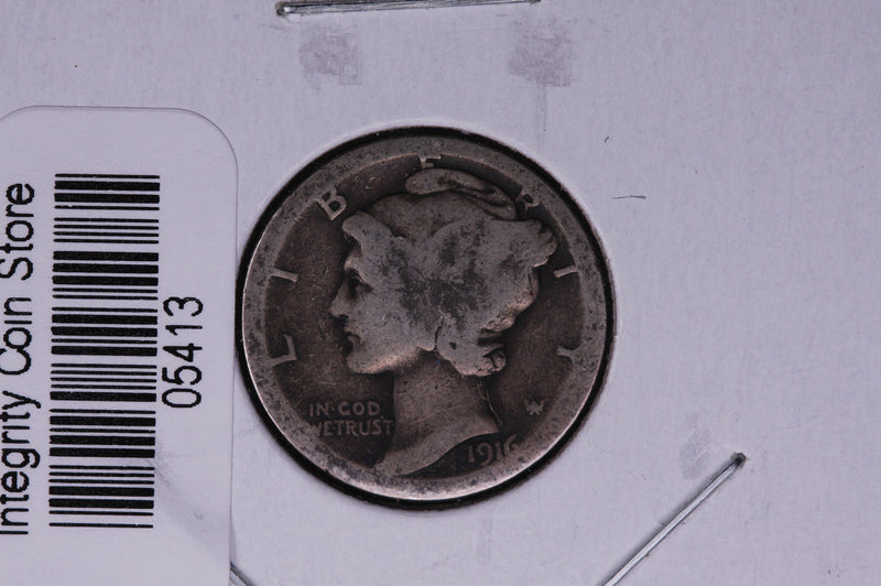 1916-S Mercury Silver Dime, Average Circulated Coin.  Store
