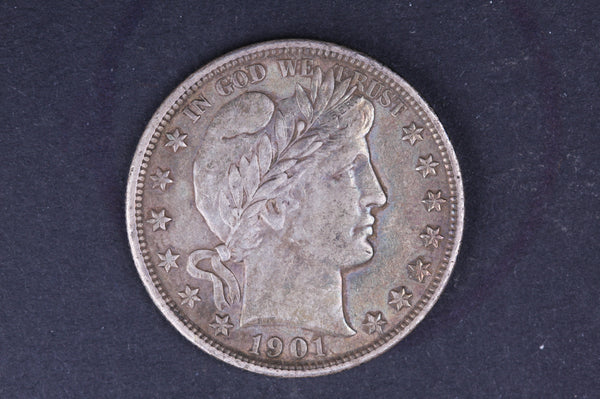 1901 Barber Half Dollar. Choice About Uncirculated Coin. Nice Eye Appeal, Store #10480