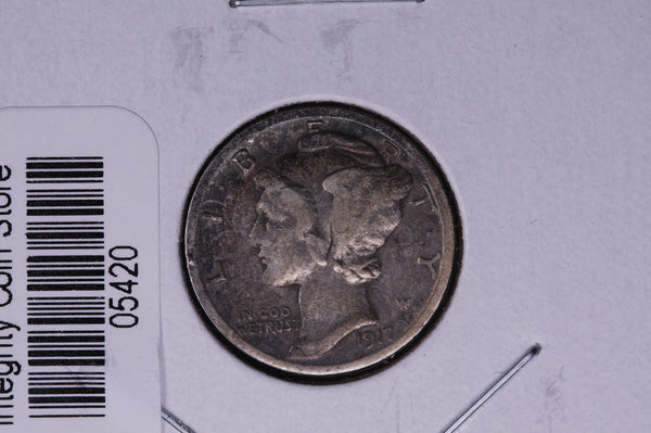 1917 Mercury Silver Dime, Average Circulated Coin.  Store #05420