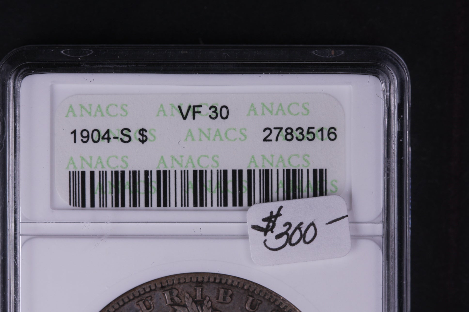 1904-S Morgan Silver Dollar, 'Harder Date' in Series, ANACS VF30. Store #10483