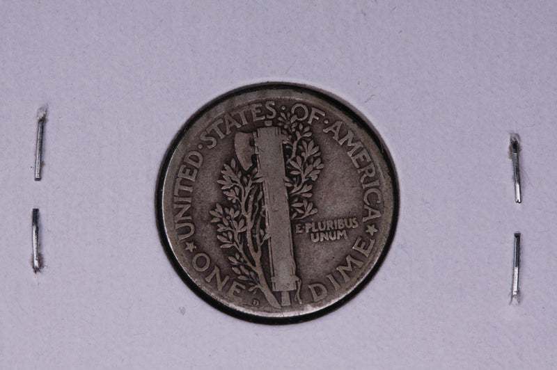 1918-D Mercury Silver Dime, Average Circulated Coin.  Store