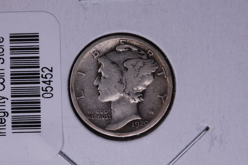 1920-S Mercury Silver Dime, Average Circulated Coin.  Store