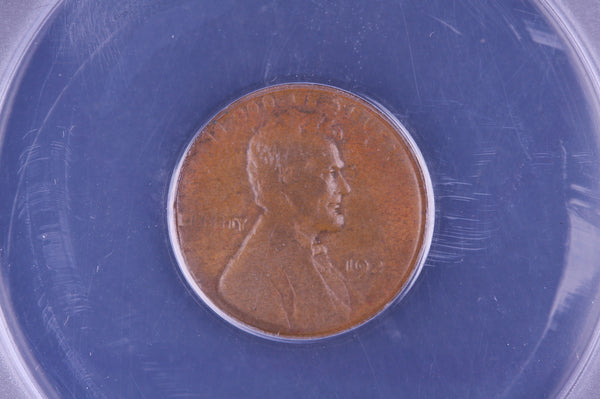 1922-D Lincoln Wheat Cents, Weak "D", Die 3. ANACS Graded F15. Store #10490
