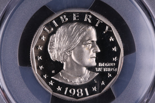 1981-S Susan B Anthony Dollar, Type-2, "Clear S", PCGS Certified PR69, Store#10494