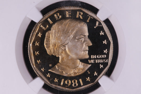 1981-S Susan B Anthony Dollar, Type-2, "Clear S", NGC Certified PR68, Store#10495