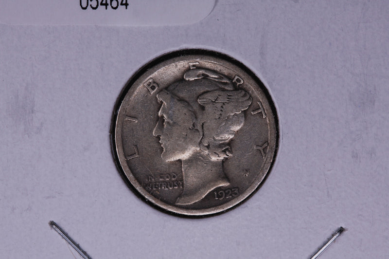 1923 Mercury Silver Dime, Average Circulated Coin.  Store