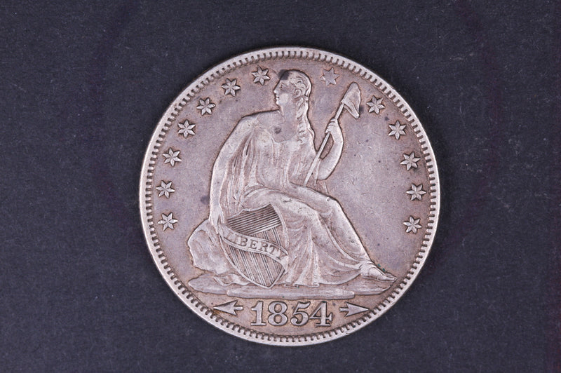 1854 Seated Liberty Half Dollar. Choice Extra Fine Circulated Coin. Store