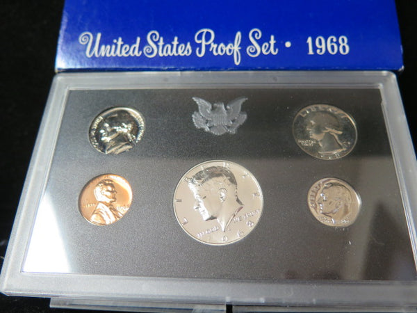 1968 Proof Set, 5 Coin Set, Encased in Original Government Packaging.