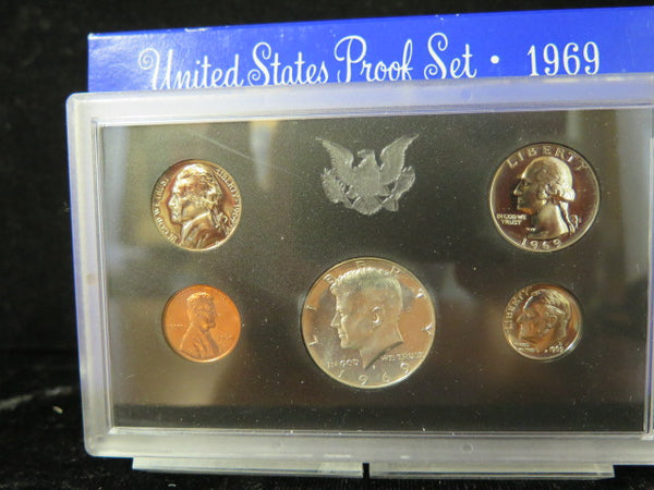 1969 Proof Set, 5 Coin Proof Set, Encased in Original Government Packaging.