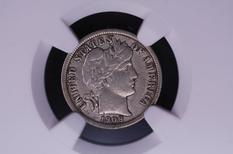 1909-D 10C Barber Silver Dime, NGC XF-40, Harder Date, Store