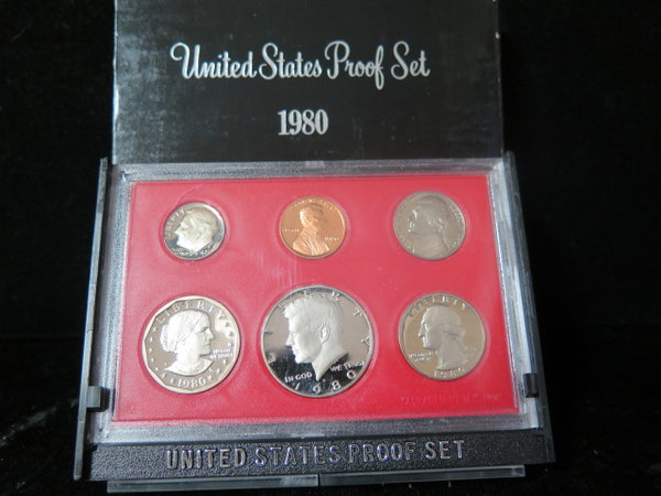 1980 Proof Set, 6 Coin Proof Set, Encased in Original Government Packaging.