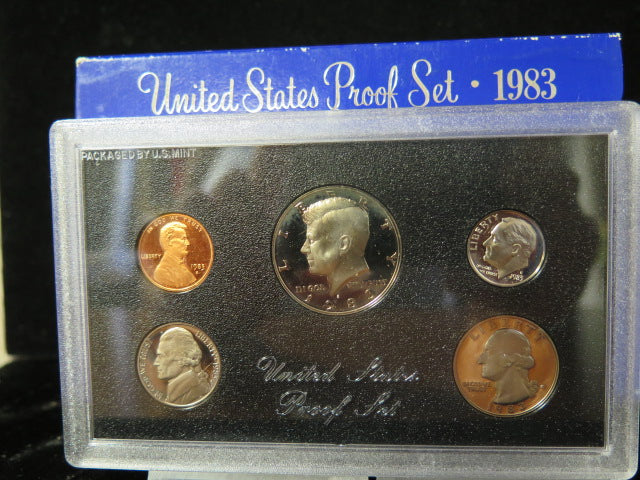 1983 Proof Set, 5 Coin Proof Set, Encased in Original Government Packaging.