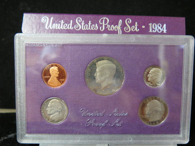 1984 Proof Set, 5 Coin Proof Set, Encased in Original Government Packaging.