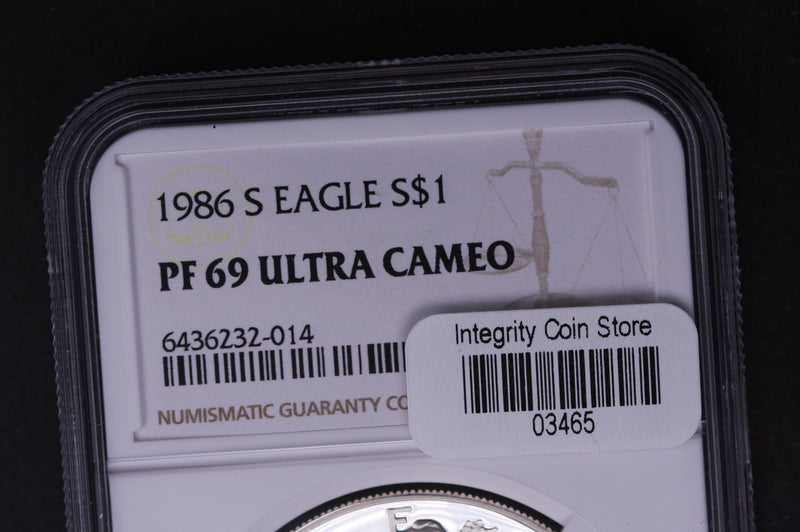 1986-S Silver Eagle $1. NGC PF69 Ultra Cameo.  Store