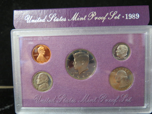 1989 Proof Set, 5 Coin Proof Set, Encased in Original Government Packaging.