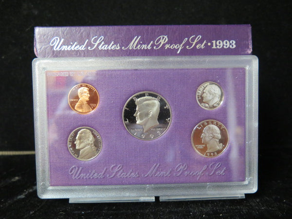 1993 Proof Set, 5 Coin Proof Set, Encased in Original Government Packaging.