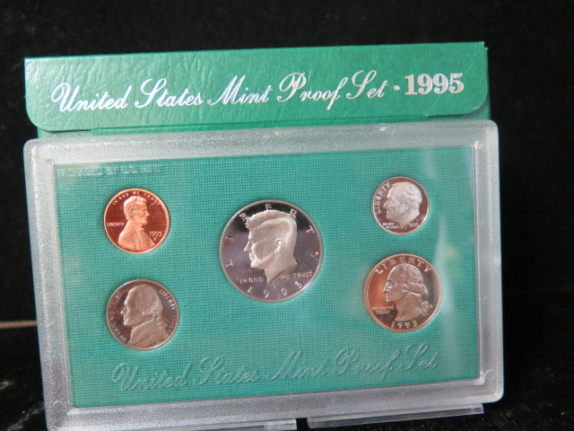 1995 Proof Set, 5 Coin Proof Set, Encased in Original Government Packaging.