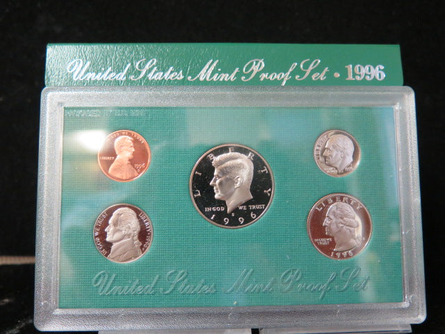 1996 Proof Set, 5 Coin Proof Set, Encased in Original Government Packaging.