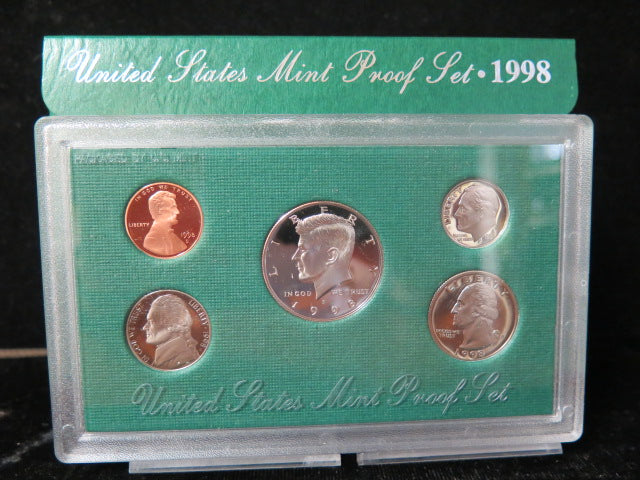 1998 Proof Set, 5 Coin Proof Set, Encased in Original Government Packaging.