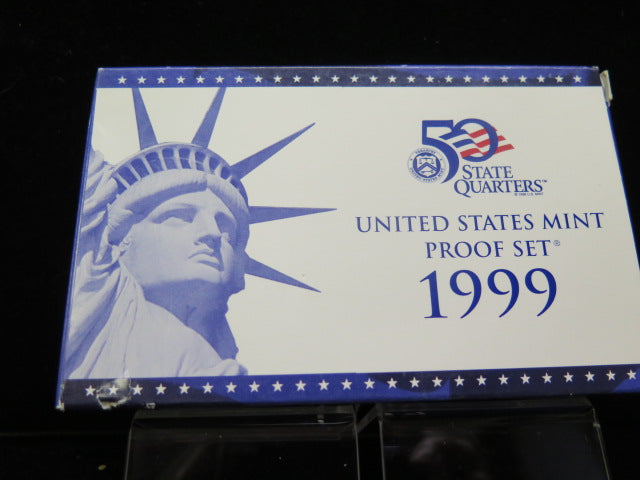 1999 Proof Set, 9 Coin Proof Set, Encased in Original Government Packaging.