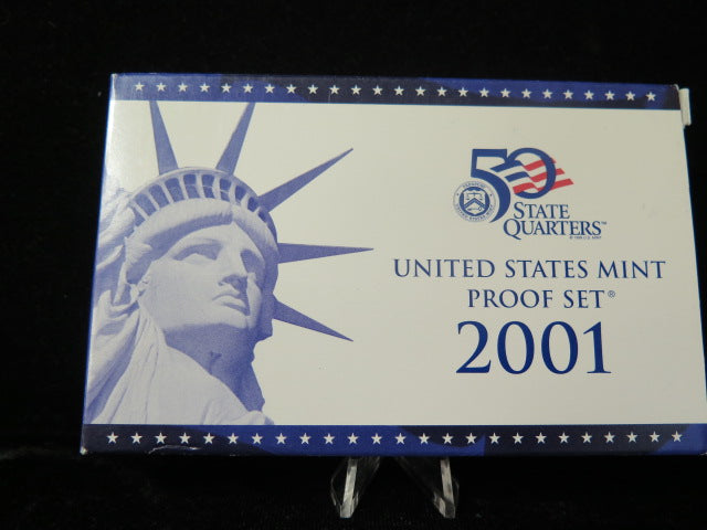 2001 Proof Set, 10 Coin Proof Set, Encased in Original Government Packaging.