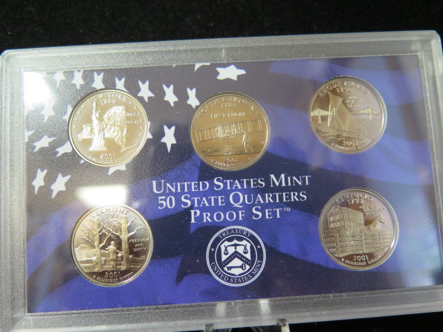 2001 Proof Set, 10 Coin Proof Set, Encased in Original Government Packaging.
