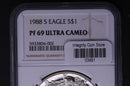1988-S Proof American Silver Eagle $1. NGC PF-69., Store Sale