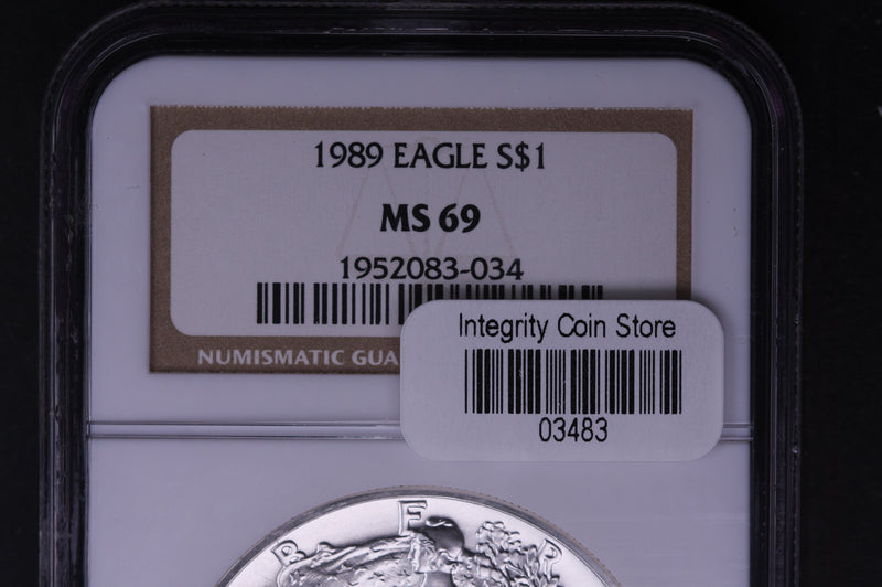 1989 Silver Eagle $1. NGC Graded MS-69.  Store