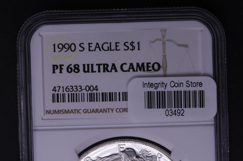 1990-S Silver Eagle $1. NGC Graded PF-68 Ultra Cameo.  Store
