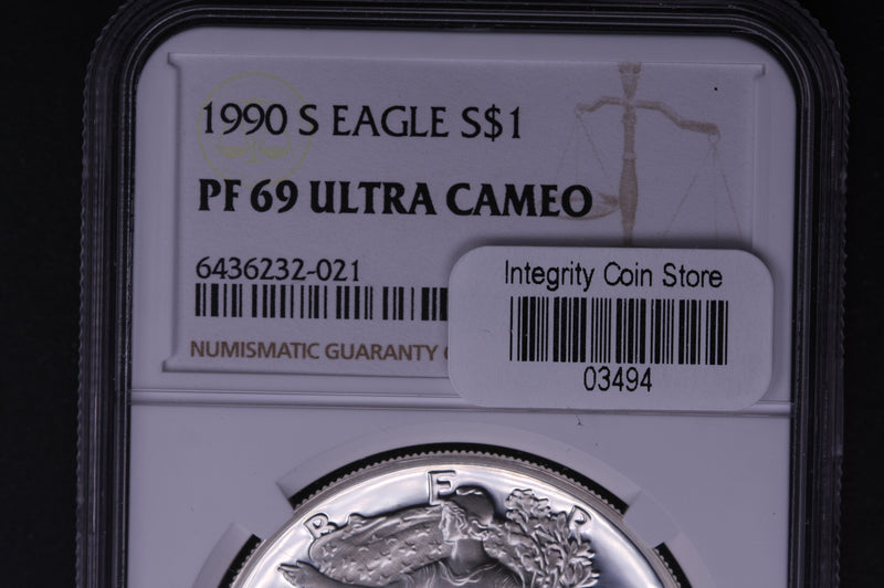 1990-S Silver Eagle $1. NGC Graded PF-69 Ultra Cameo.  Store